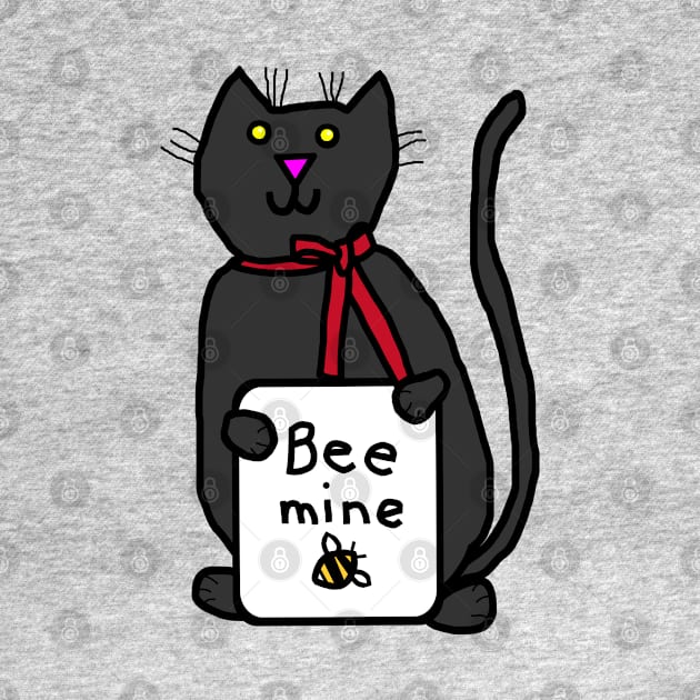 Cute Cat says Bee Mine this Valentines Day by ellenhenryart